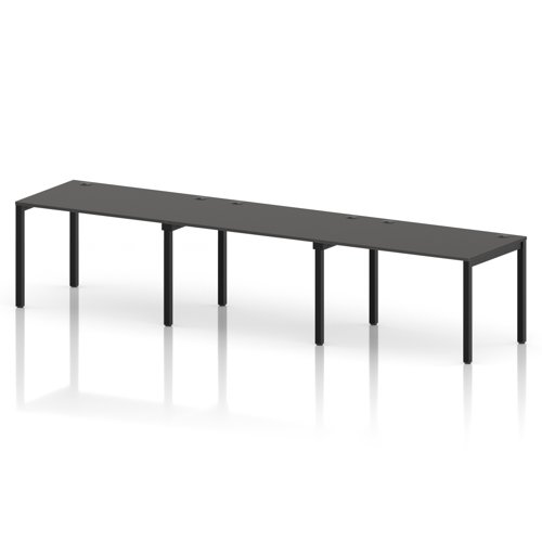 Impulse Bench Single Row 3 Person 1200 Black Frame Office Bench Desk Carbon Grey