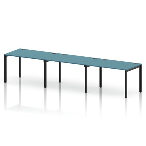 Impulse Bench Single Row 3 Person 1200 Black Frame Office Bench Desk Dark Teal