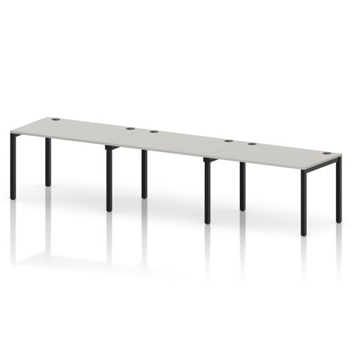 Impulse Bench Single Row 3 Person 1200 Black Frame Office Bench Desk Dove Grey