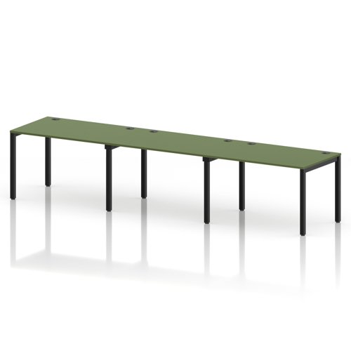 Impulse Bench Single Row 3 Person 1200 Black Frame Office Bench Desk Moss Green