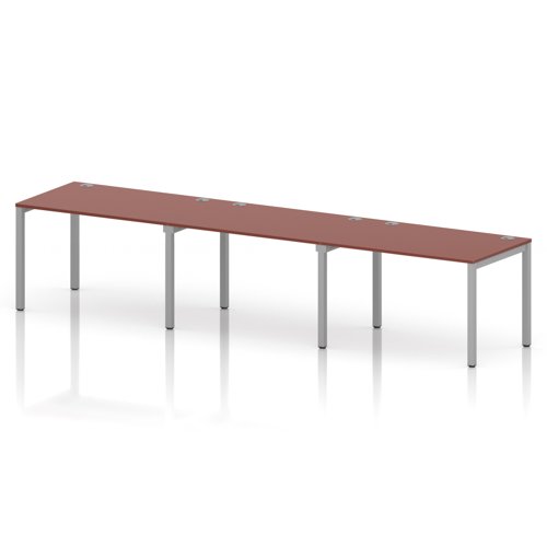 Impulse Bench Single Row 3 Person 1200 Silver Frame Office Bench Desk Brick Red