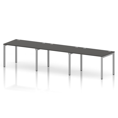 Impulse Bench Single Row 3 Person 1200 Silver Frame Office Bench Desk Carbon Grey