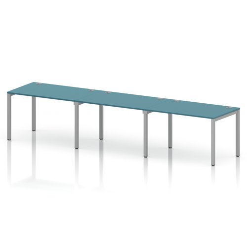 Impulse Bench Single Row 3 Person 1200 Silver Frame Office Bench Desk Dark Teal