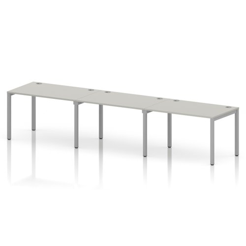 Impulse Bench Single Row 3 Person 1200 Silver Frame Office Bench Desk Dove Grey