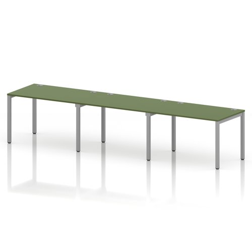 Impulse Bench Single Row 3 Person 1200 Silver Frame Office Bench Desk Moss Green