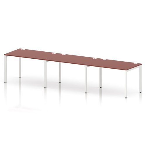 Impulse Bench Single Row 3 Person 1200 White Frame Office Bench Desk Brick Red