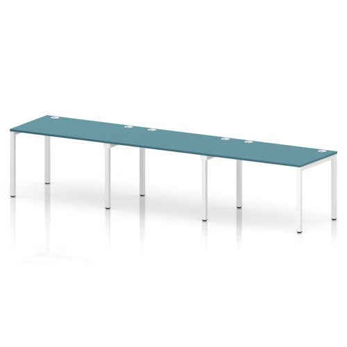 Impulse Bench Single Row 3 Person 1200 White Frame Office Bench Desk Dark Teal