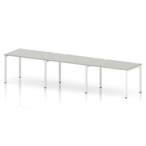 Impulse Bench Single Row 3 Person 1200 White Frame Office Bench Desk Dove Grey