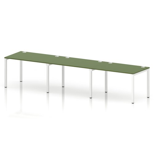 Impulse Bench Single Row 3 Person 1200 White Frame Office Bench Desk Moss Green