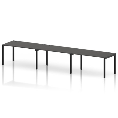 Impulse Bench Single Row 3 Person 1400 Black Frame Office Bench Desk Carbon Grey