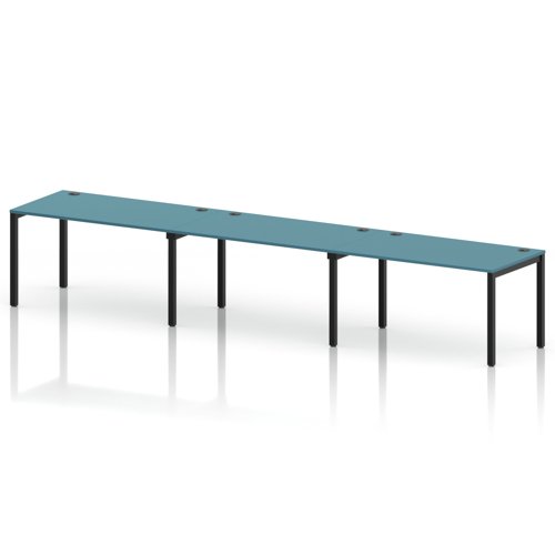 Impulse Bench Single Row 3 Person 1400 Black Frame Office Bench Desk Dark Teal