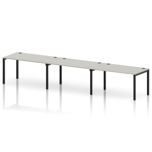 Impulse Bench Single Row 3 Person 1400 Black Frame Office Bench Desk Dove Grey