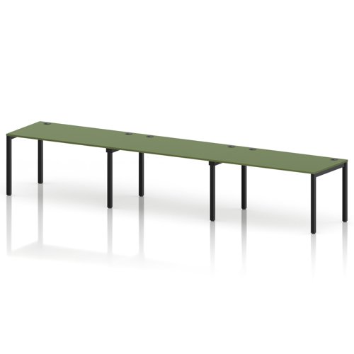 Impulse Bench Single Row 3 Person 1400 Black Frame Office Bench Desk Moss Green
