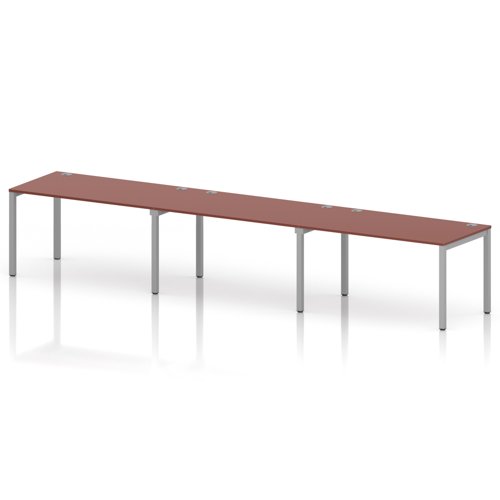 Impulse Bench Single Row 3 Person 1400 Silver Frame Office Bench Desk Brick Red
