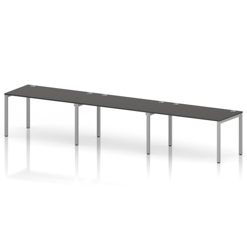 Impulse Bench Single Row 3 Person 1400 Silver Frame Office Bench Desk Carbon Grey