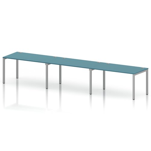 Impulse Bench Single Row 3 Person 1400 Silver Frame Office Bench Desk Dark Teal