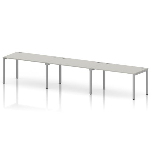 Impulse Bench Single Row 3 Person 1400 Silver Frame Office Bench Desk Dove Grey