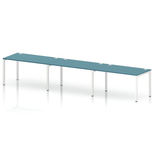 Impulse Bench Single Row 3 Person 1400 White Frame Office Bench Desk Dark Teal