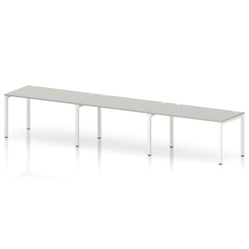 Impulse Bench Single Row 3 Person 1400 White Frame Office Bench Desk Dove Grey