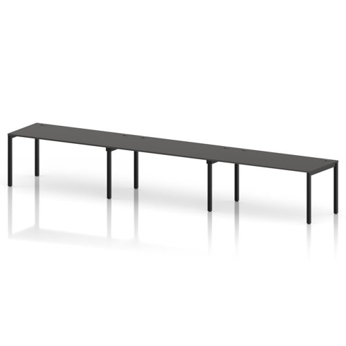 Impulse Bench Single Row 3 Person 1600 Black Frame Office Bench Desk Carbon Grey