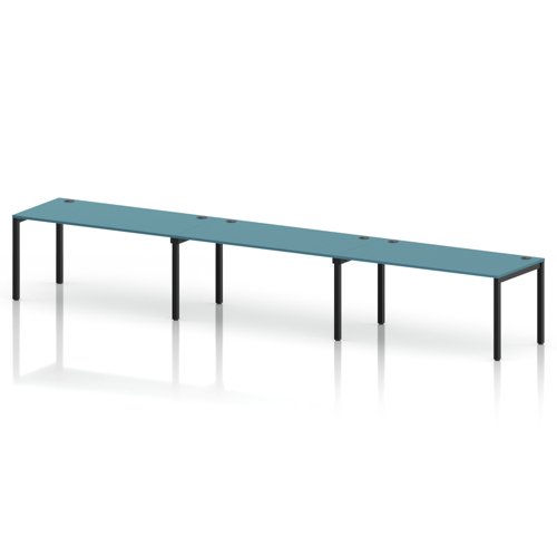 Impulse Bench Single Row 3 Person 1600 Black Frame Office Bench Desk Dark Teal