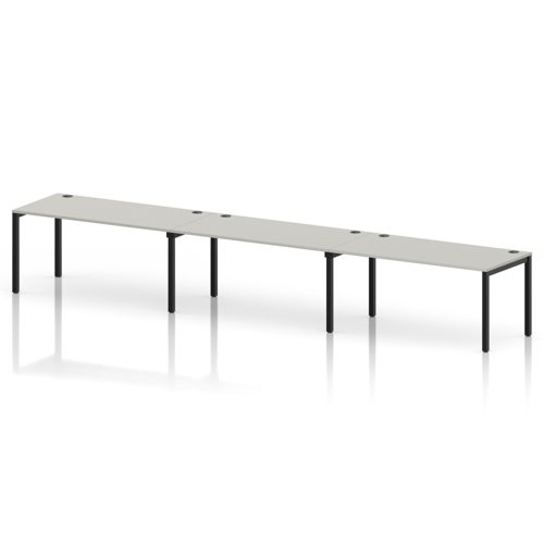 Impulse Bench Single Row 3 Person 1600 Black Frame Office Bench Desk Dove Grey