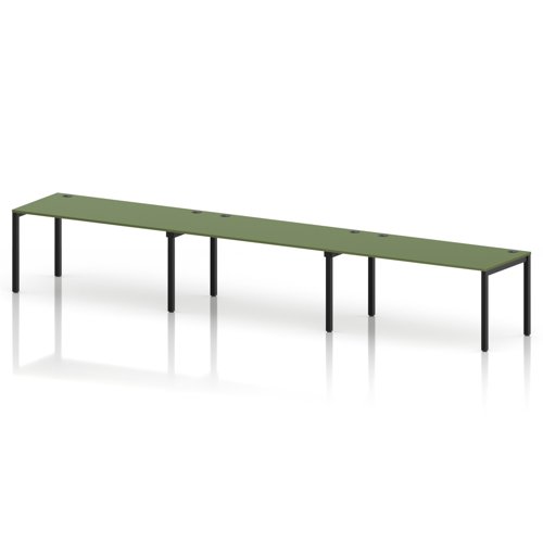 Impulse Bench Single Row 3 Person 1600 Black Frame Office Bench Desk Moss Green