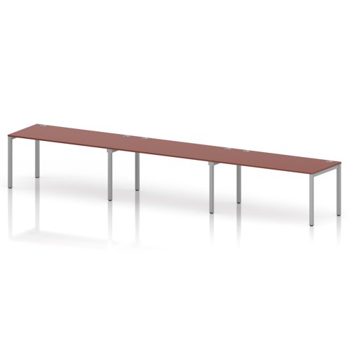 Impulse Bench Single Row 3 Person 1600 Silver Frame Office Bench Desk Brick Red