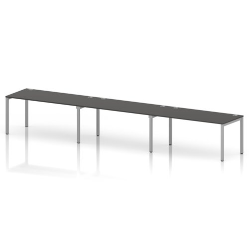 Impulse Bench Single Row 3 Person 1600 Silver Frame Office Bench Desk Carbon Grey