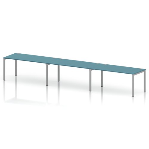 Impulse Bench Single Row 3 Person 1600 Silver Frame Office Bench Desk Dark Teal