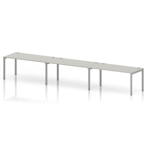 Impulse Bench Single Row 3 Person 1600 Silver Frame Office Bench Desk Dove Grey