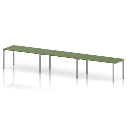 Impulse Bench Single Row 3 Person 1600 Silver Frame Office Bench Desk Moss Green