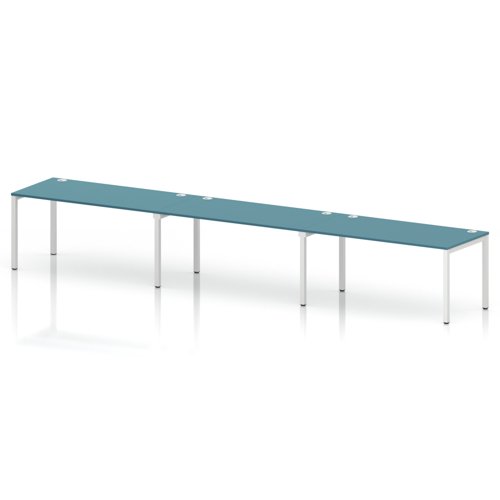 Impulse Bench Single Row 3 Person 1600 White Frame Office Bench Desk Dark Teal