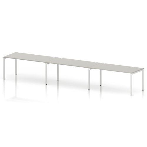 Impulse Bench Single Row 3 Person 1600 White Frame Office Bench Desk Dove Grey