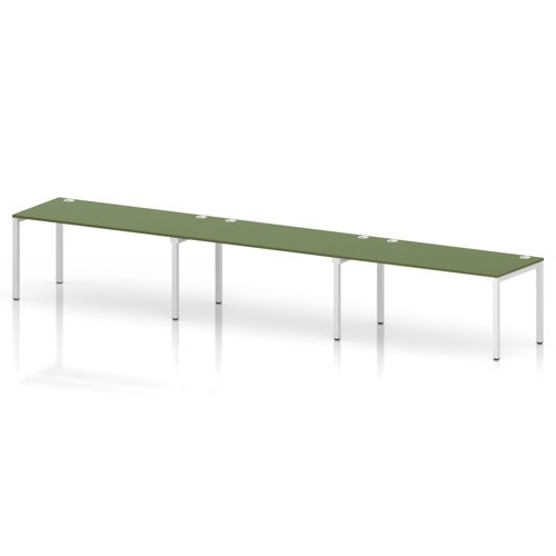 Impulse Bench Single Row 3 Person 1600 White Frame Office Bench Desk Moss Green