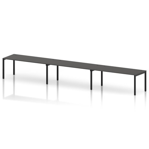 Impulse Bench Single Row 3 Person 1800 Black Frame Office Bench Desk Carbon Grey