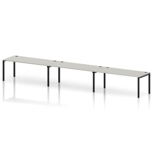 Impulse Bench Single Row 3 Person 1800 Black Frame Office Bench Desk Dove Grey