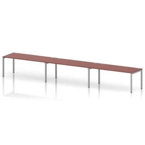 Impulse Bench Single Row 3 Person 1800 Silver Frame Office Bench Desk Brick Red