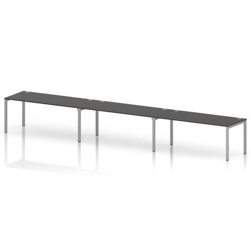 Impulse Bench Single Row 3 Person 1800 Silver Frame Office Bench Desk Carbon Grey