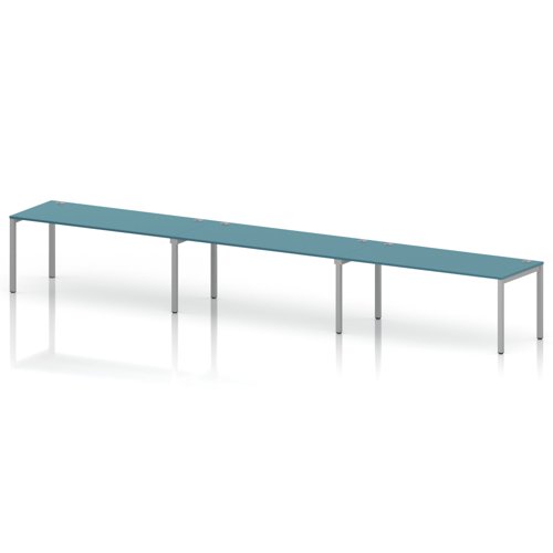 Impulse Bench Single Row 3 Person 1800 Silver Frame Office Bench Desk Dark Teal