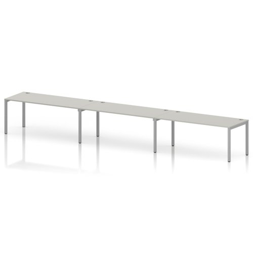 Impulse Bench Single Row 3 Person 1800 Silver Frame Office Bench Desk Dove Grey