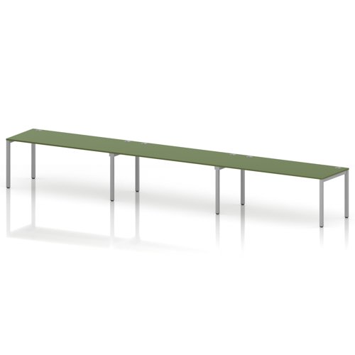 Impulse Bench Single Row 3 Person 1800 Silver Frame Office Bench Desk Moss Green