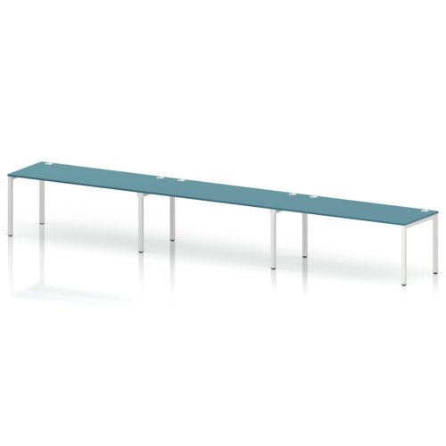 Impulse Bench Single Row 3 Person 1800 White Frame Office Bench Desk Dark Teal
