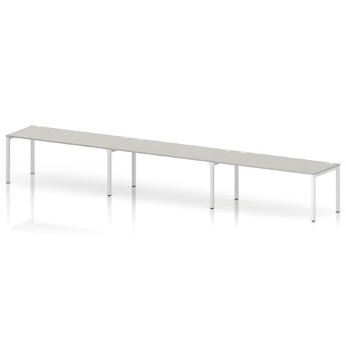 Impulse Bench Single Row 3 Person 1800 White Frame Office Bench Desk Dove Grey
