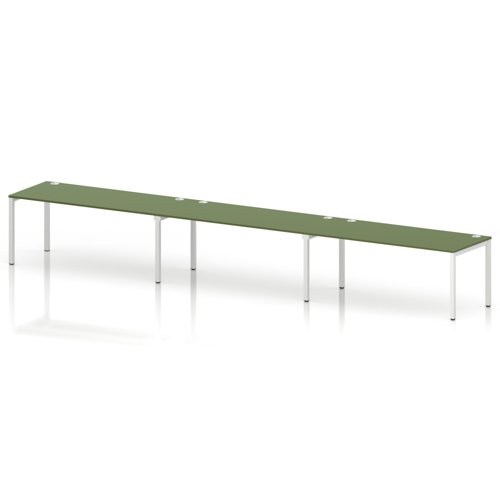 Impulse Bench Single Row 3 Person 1800 White Frame Office Bench Desk Moss Green