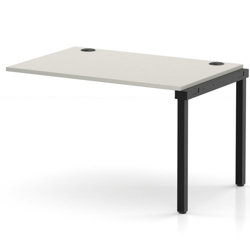 Impulse Bench Single Row Ext Kit 1200 Black Frame Office Bench Desk Dove Grey