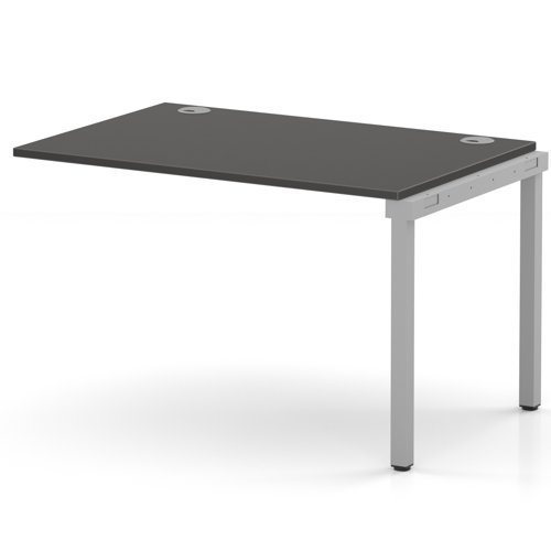 Impulse Bench Single Row Ext Kit 1200 Silver Frame Office Bench Desk Carbon Grey