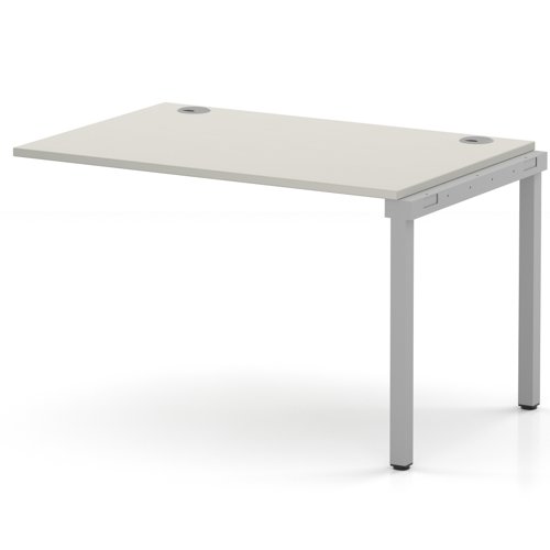Impulse Bench Single Row Ext Kit 1200 Silver Frame Office Bench Desk Dove Grey