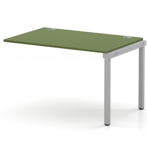 Impulse Bench Single Row Ext Kit 1200 Silver Frame Office Bench Desk Moss Green