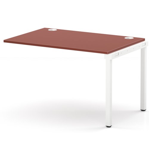 Impulse Bench Single Row Ext Kit 1200 White Frame Office Bench Desk Brick Red